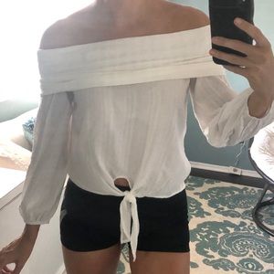 Sage off the shoulder Long Sleeve Top